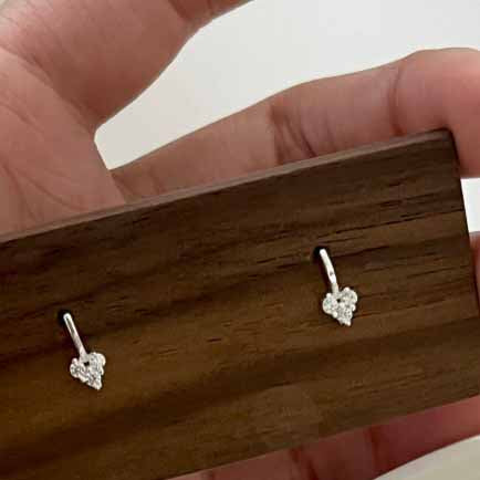 Honey Moon Mini CZ Hearts 925 Sterling Silver Stud Earrings