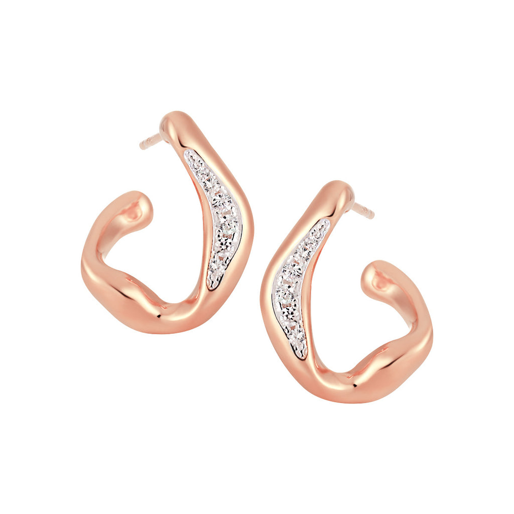 Casual Micro Setting CZ Irregular Circle 925 Sterling Silver Hoop Earrings