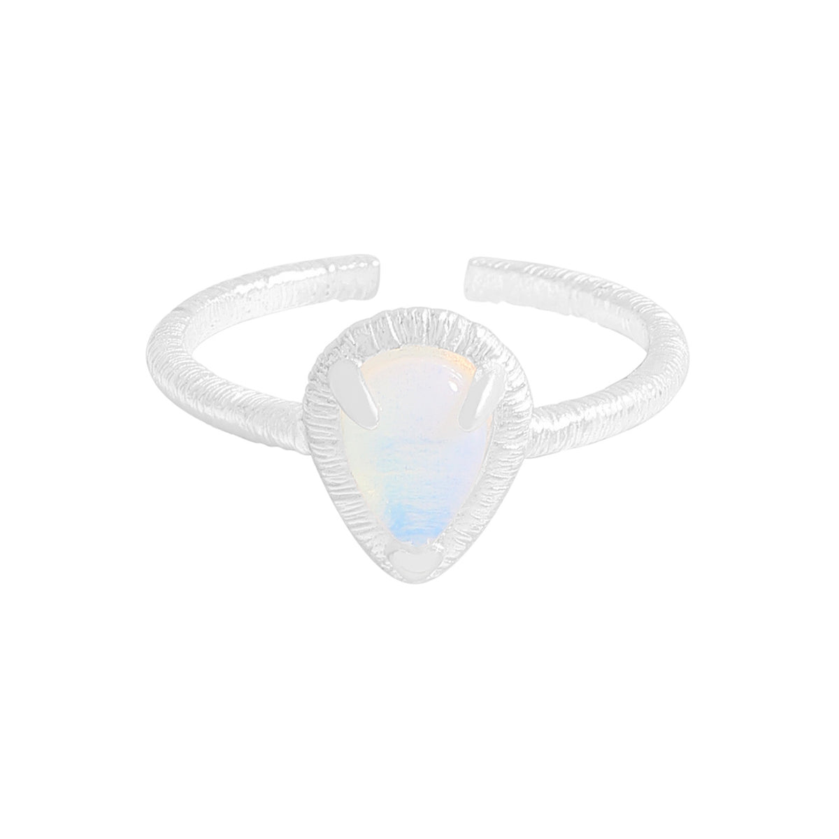 Lady Waterdrop Natural Opal 925 Sterling Silver Adjustable Ring