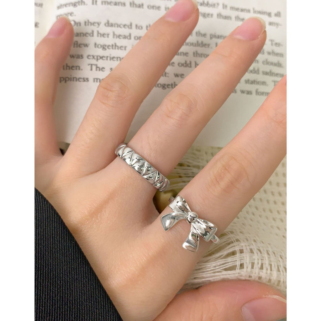 Geometric Pattern S925 Sterling Silver Adjustable Ring