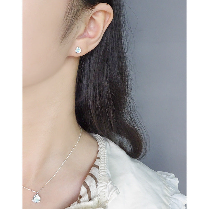 Elegant Irregular Opal Stone Design S925 Sterling Silver Necklace