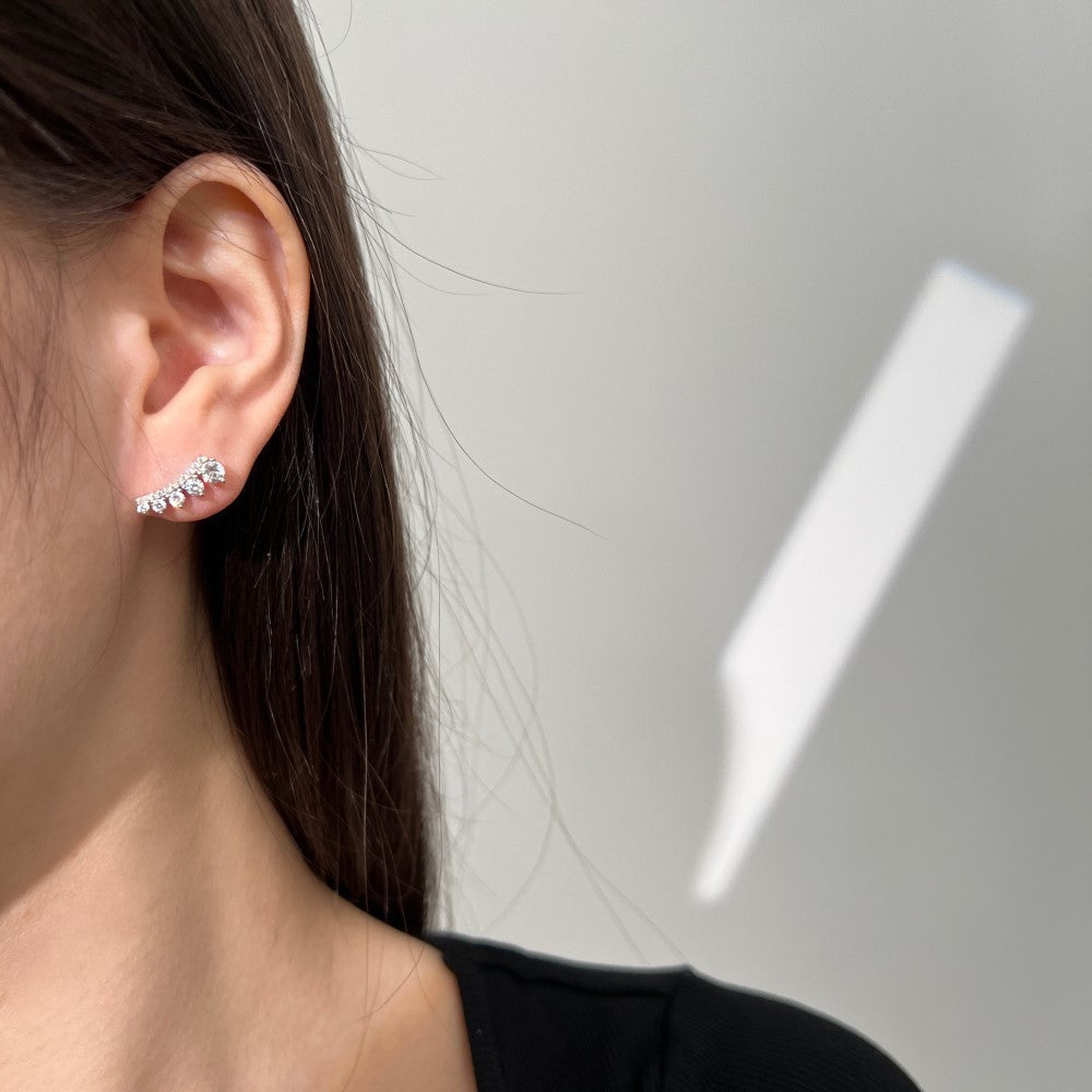 Causual CZ Lines Minimalism 925 Sterling Silver Stud Earrings