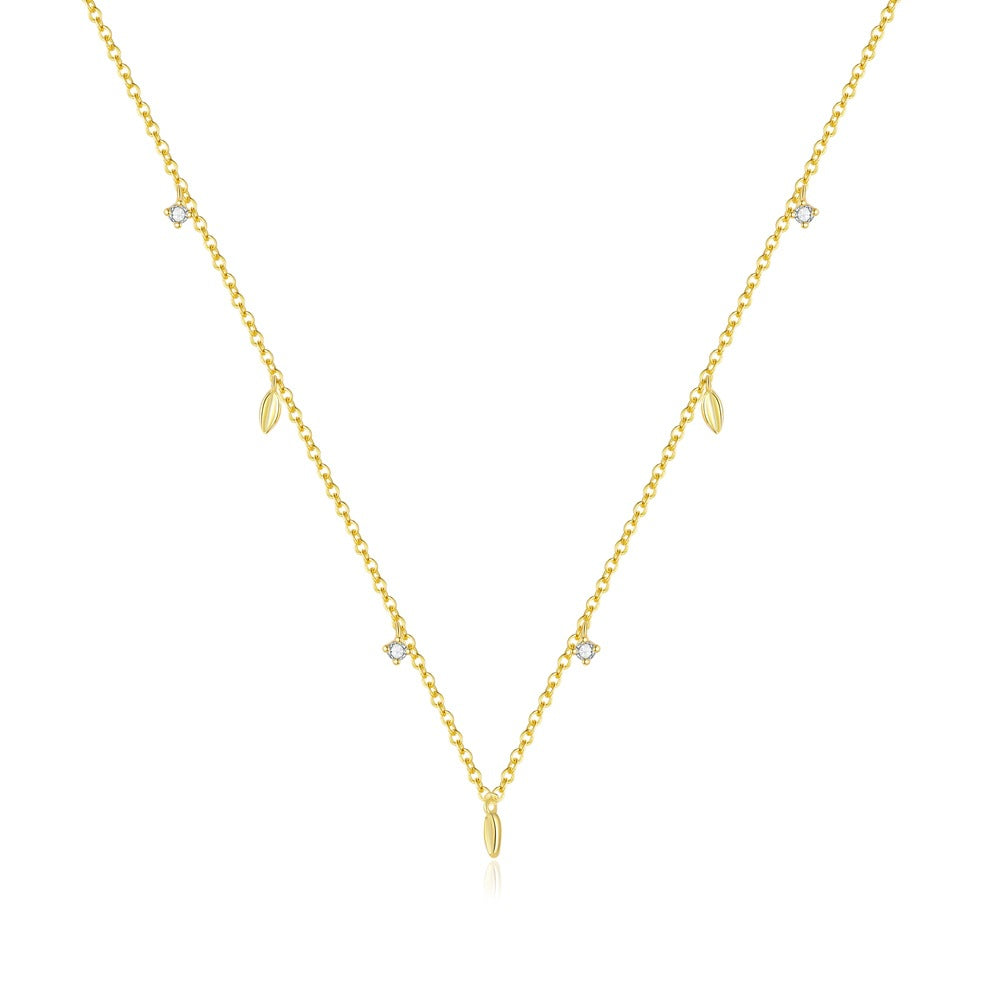 Girl CZ Geometry Hollow Star Flower Leaves 925 Sterling Silver Necklace