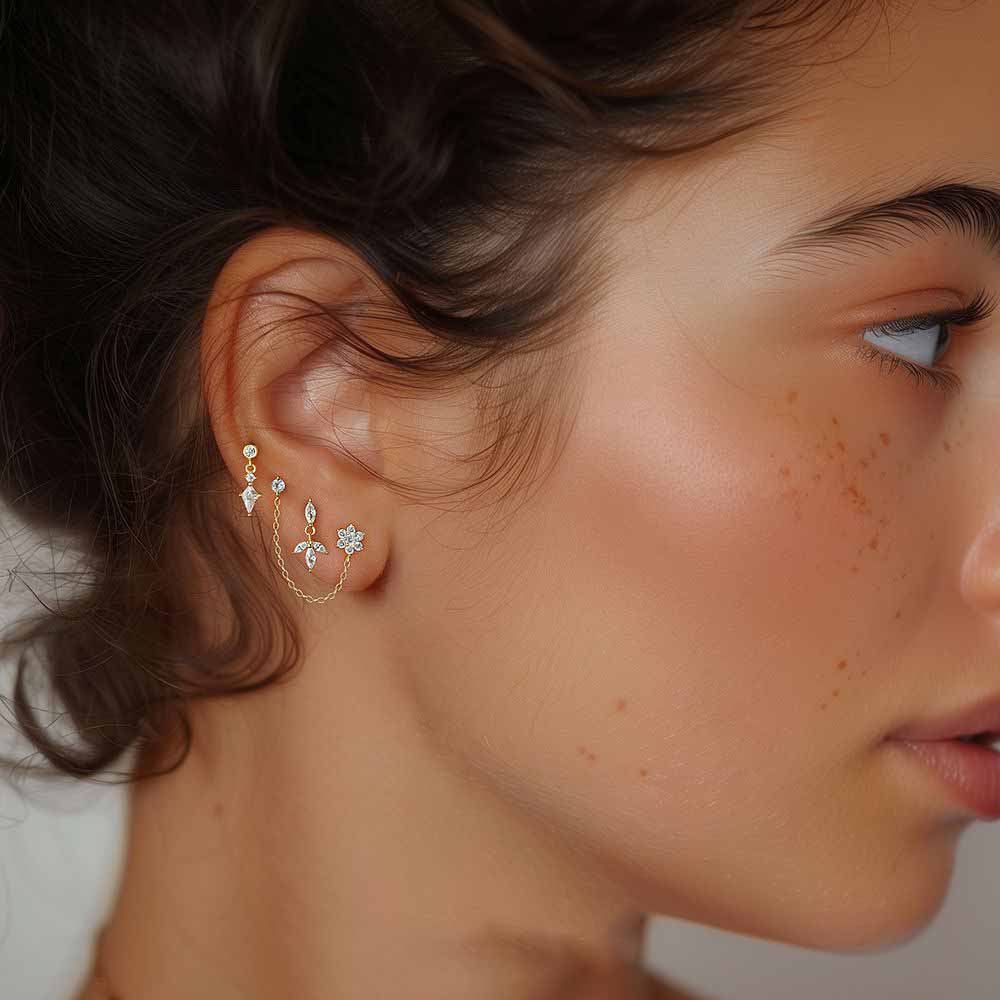 Women Elegant CZ Oval Flowers Waterdro 925 Sterling Silver Dangling Earrings