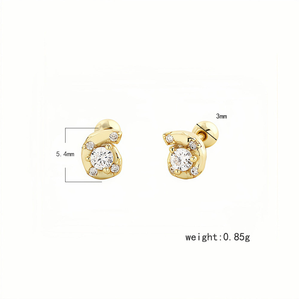 Ocean Inspired Spiral Shaped Cubic Zirconia 925 Sterling Silver Stud Earrings