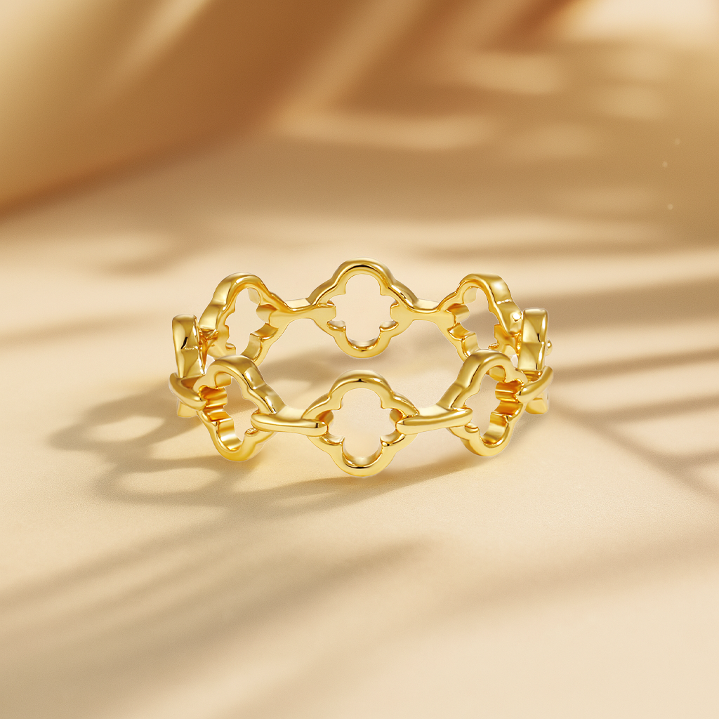 Women Gift Hollow Four Leaf Clover 925 Sterling Silver Adjustable Ring
