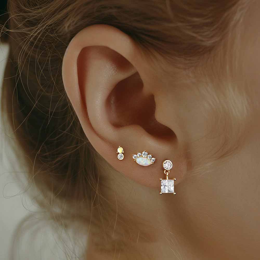 Gril CZ Star Bow-knot Crescent Moon Flower Waterdrops 925 Sterling Silver Dangling Earrings