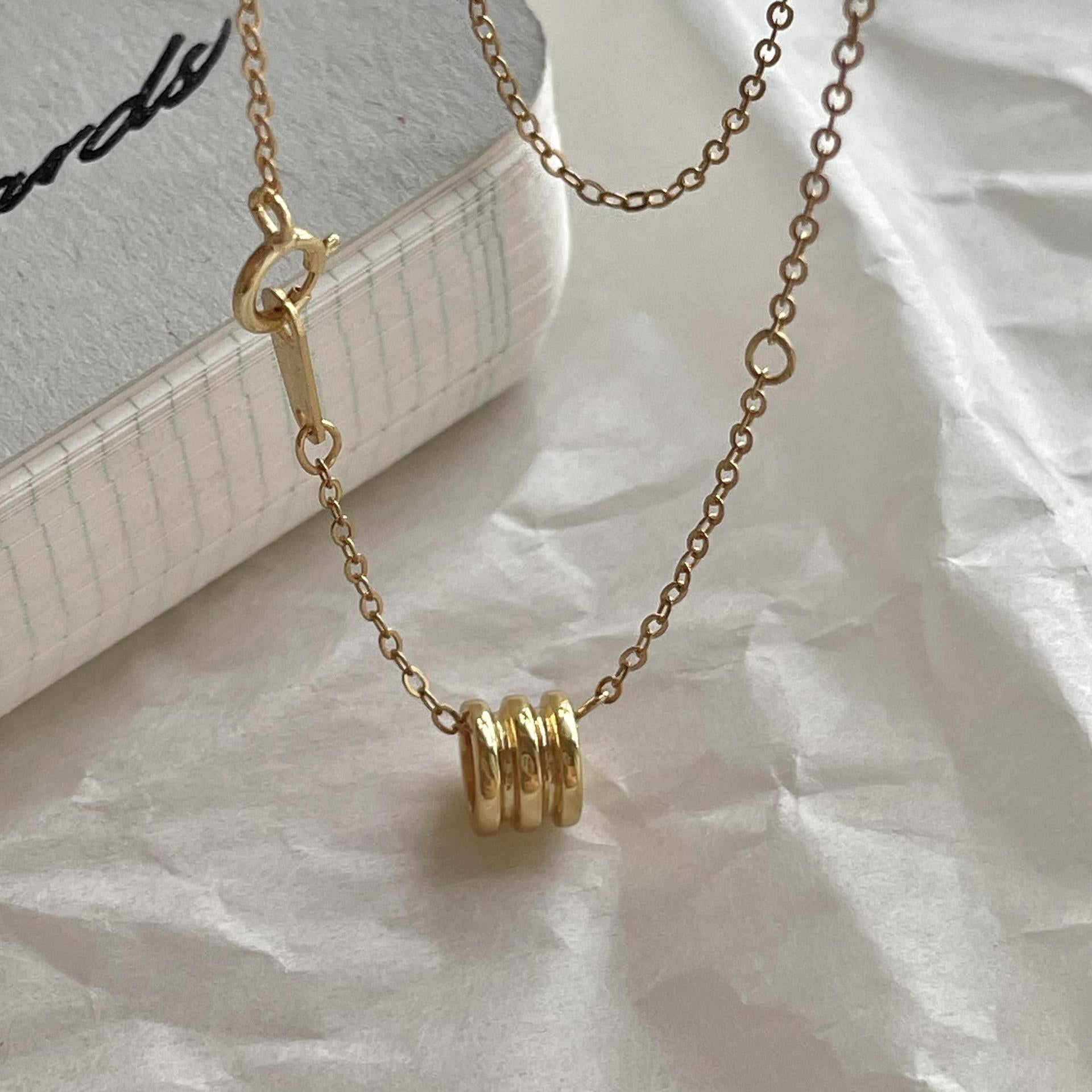 Women Simple Lucky Beads 925 Sterling Silver Necklace