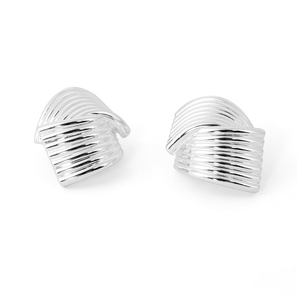 Fine Jewelry Statement Chunky Electroforming Classic Double Geometry Cross 999 Sterling Silver Stud Earrings