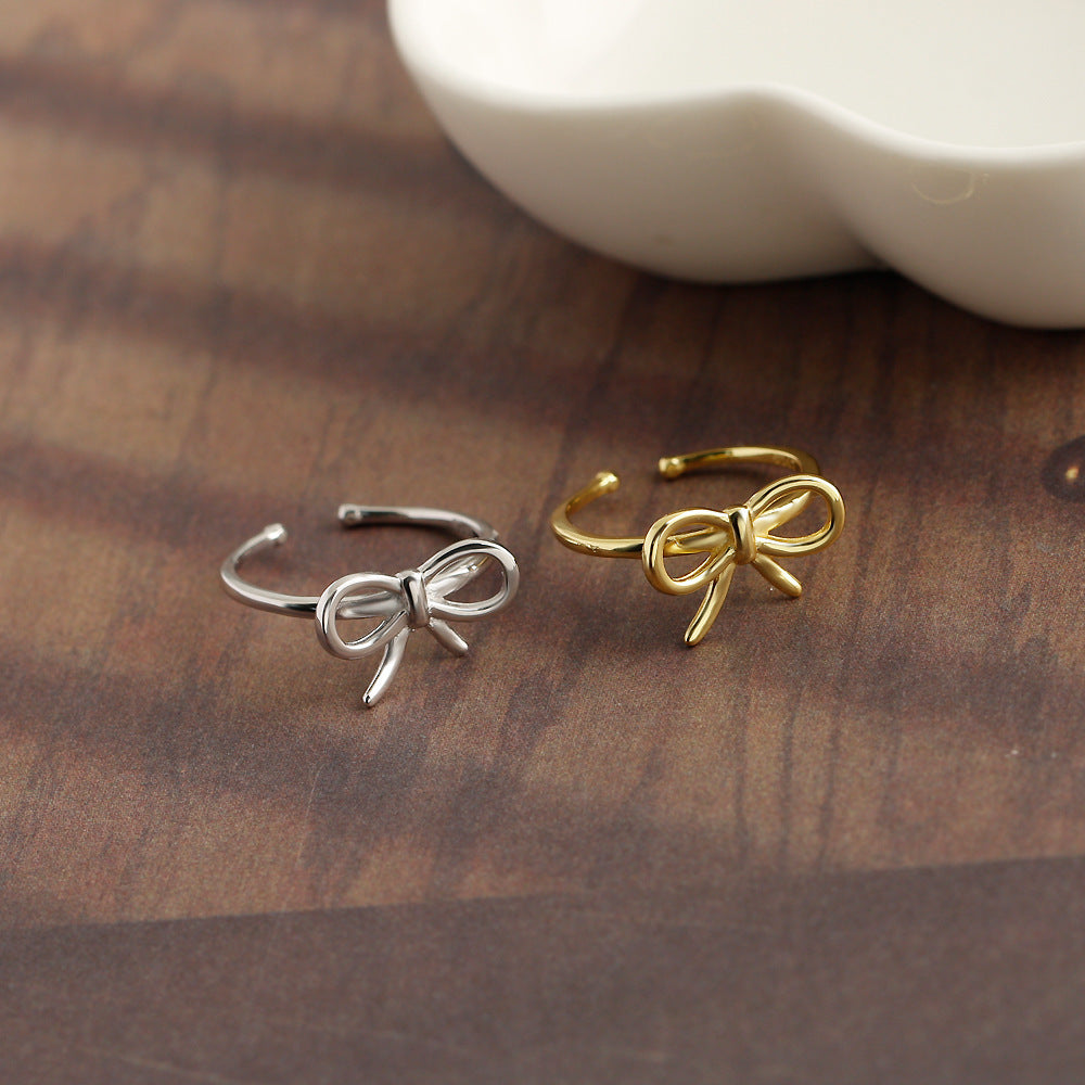 Adjustable Bow Knot Ring 925 Sterling Silver Ring