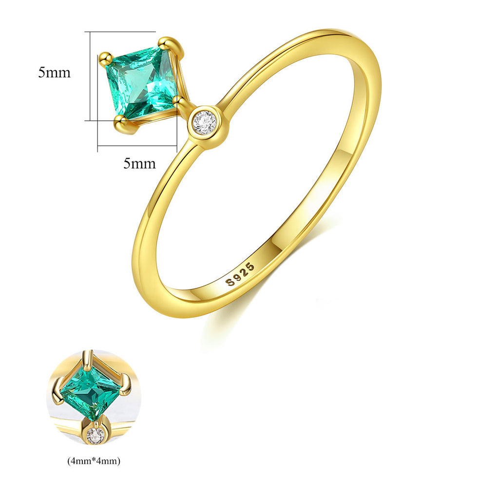 Beautiful Green CZ Diamond 925 Sterling Silver Ring