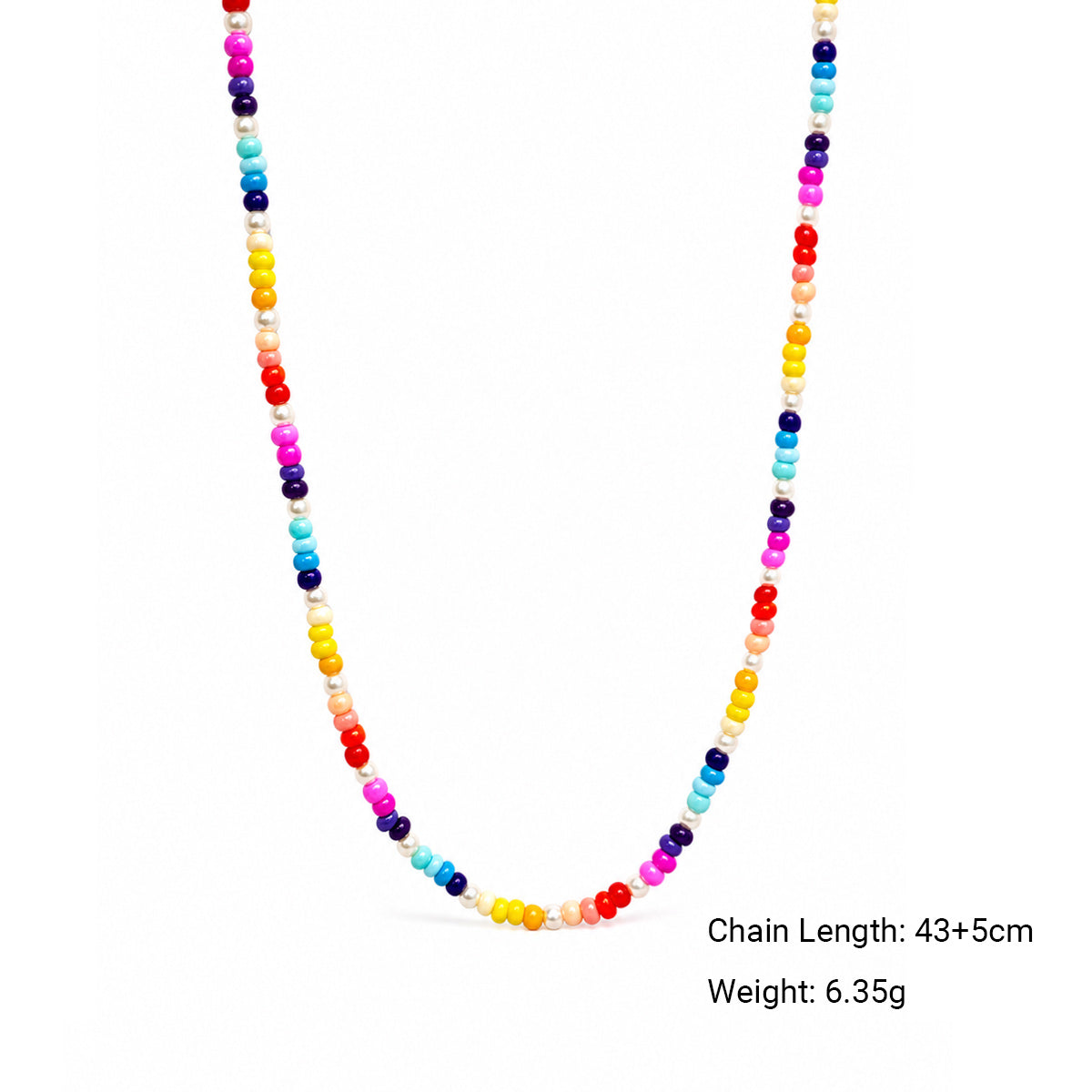 Boho Rainbow Glass Seed Beads Tiny Near Round Freshwater Pearl Beaded Adjustable Fine Jewelry Gift Holiday Beach Music Festival Daily Party 925 Sterling Silver Necklace