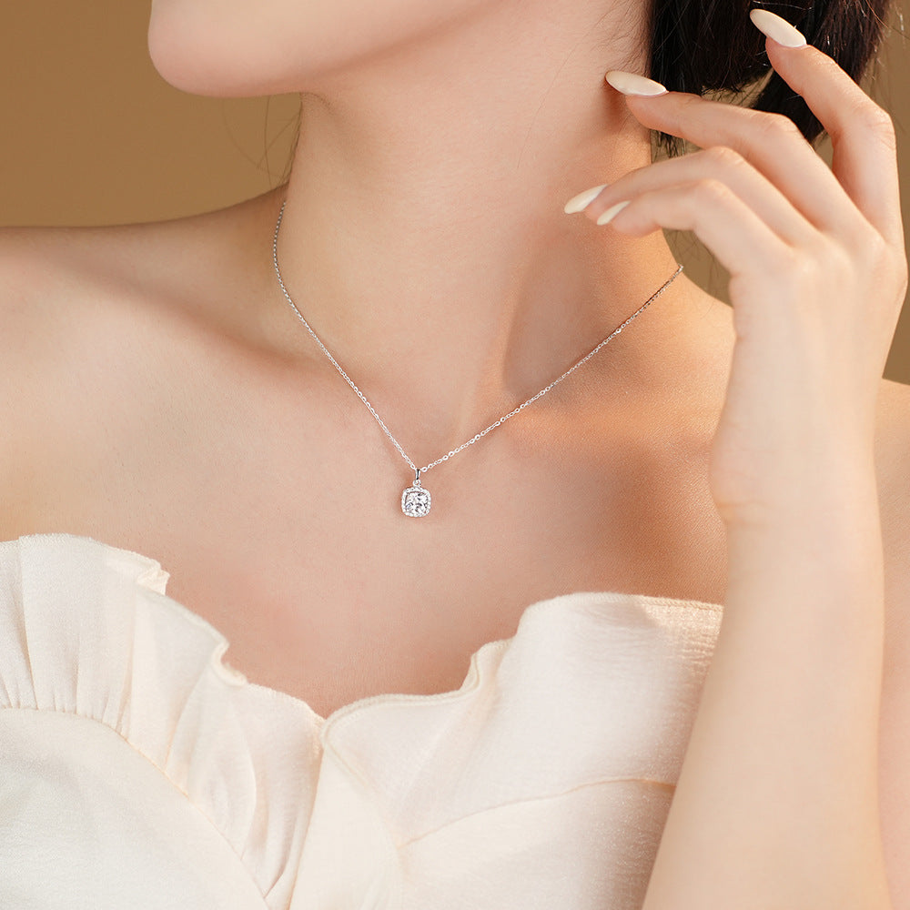 Geometry Classic Radiant Cubic Zirconia 925 Sterling Silver Adjustable Ring Necklace Earrings