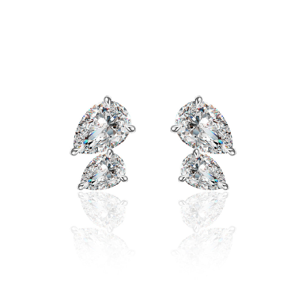 Mossanite Double Pear-Shaped 925 Sterling Silver Earrings