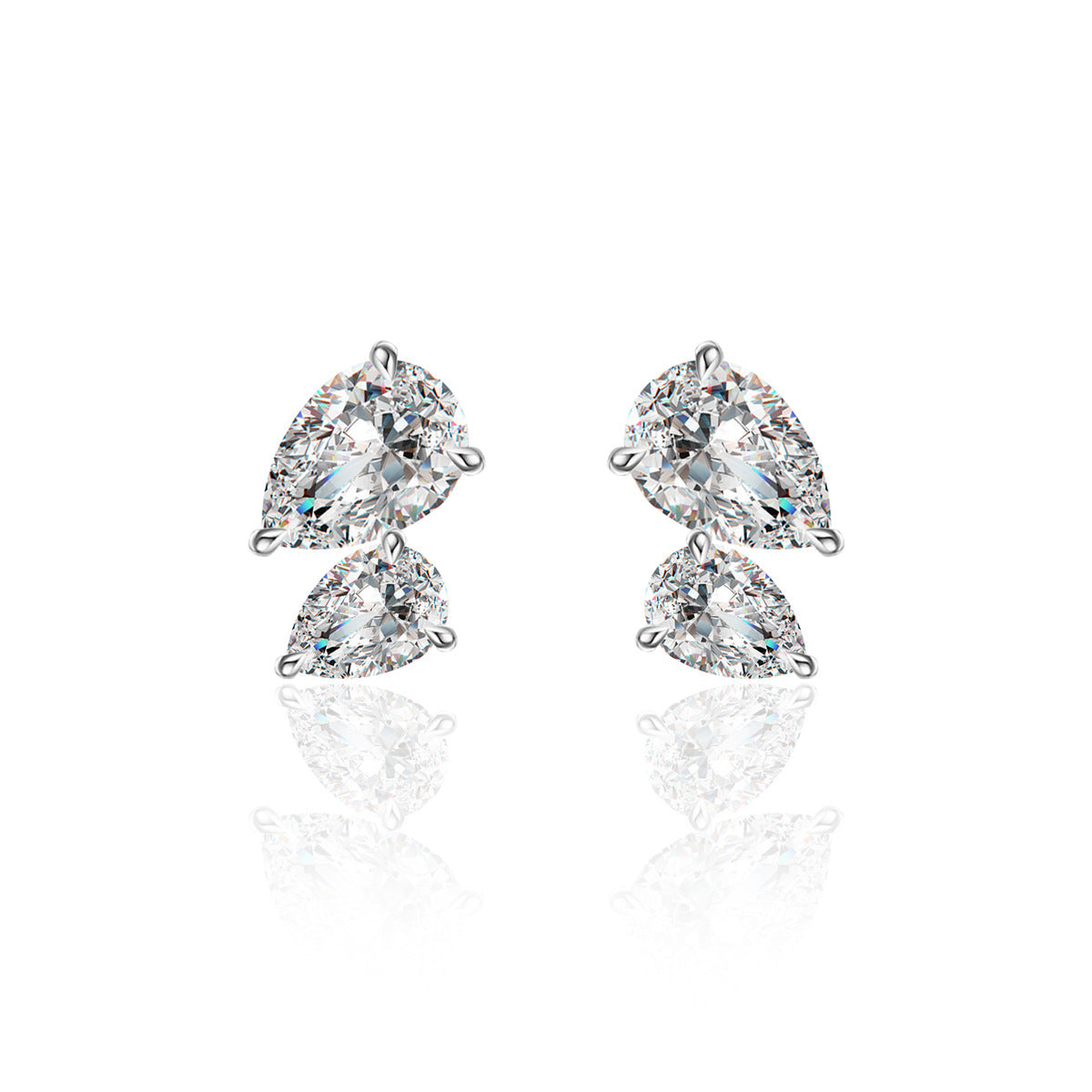 Mossanite Double Pear-Shaped 925 Sterling Silver Earrings