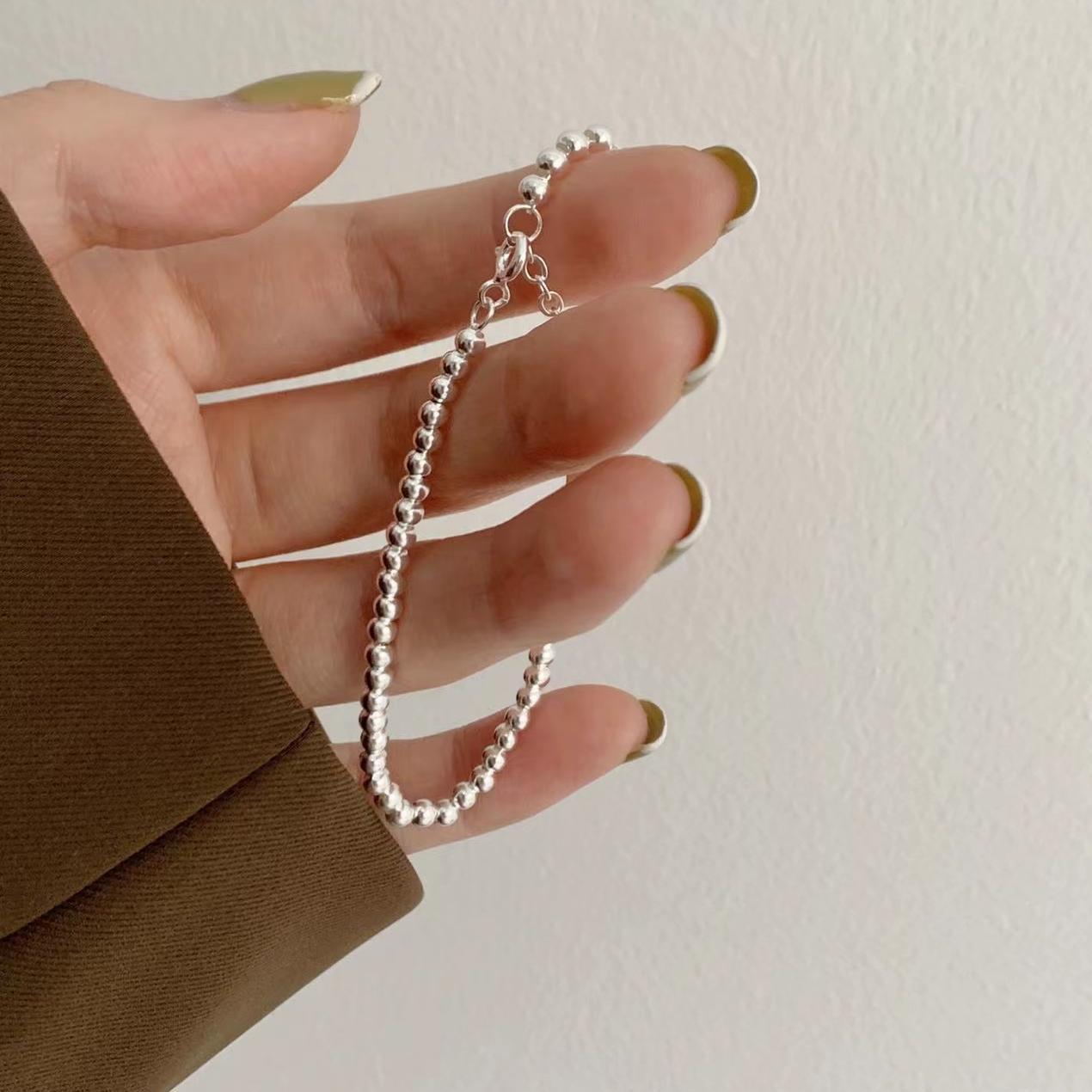 Office Lady Round Beads 925 Sterling Silver Bracelet