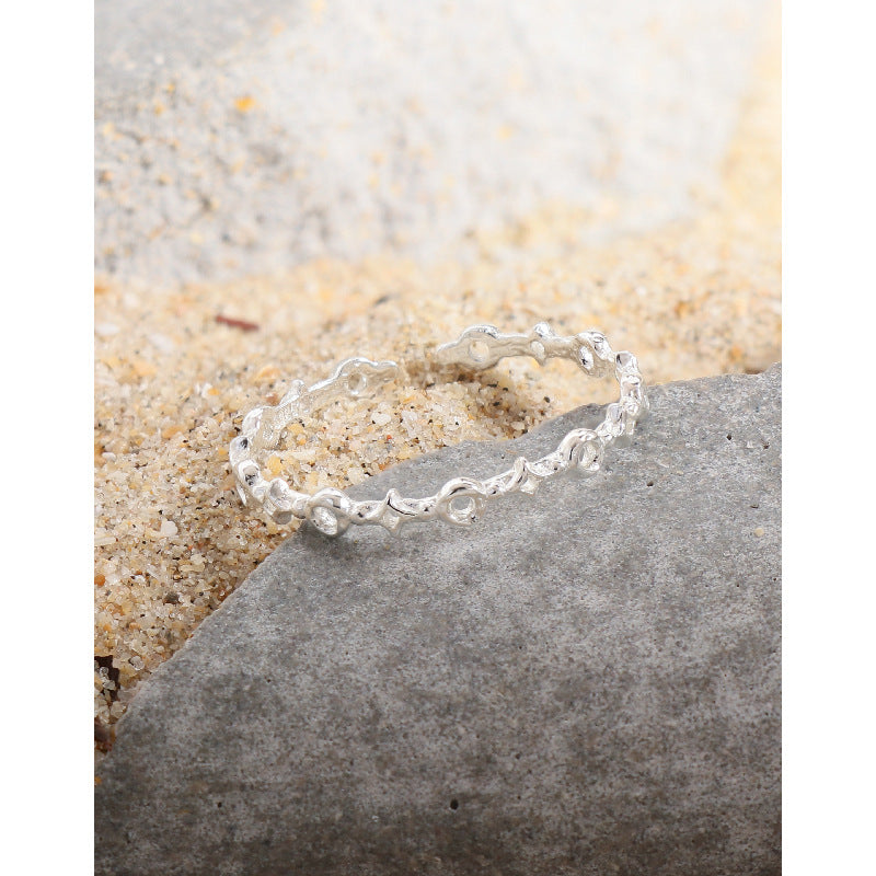 Geometric Star Pattern 925 Sterling Silver Adjustable Ring for Women with Elegant Minimalist Style Perfect for Daily Wear and Special Occasions Gift for Her