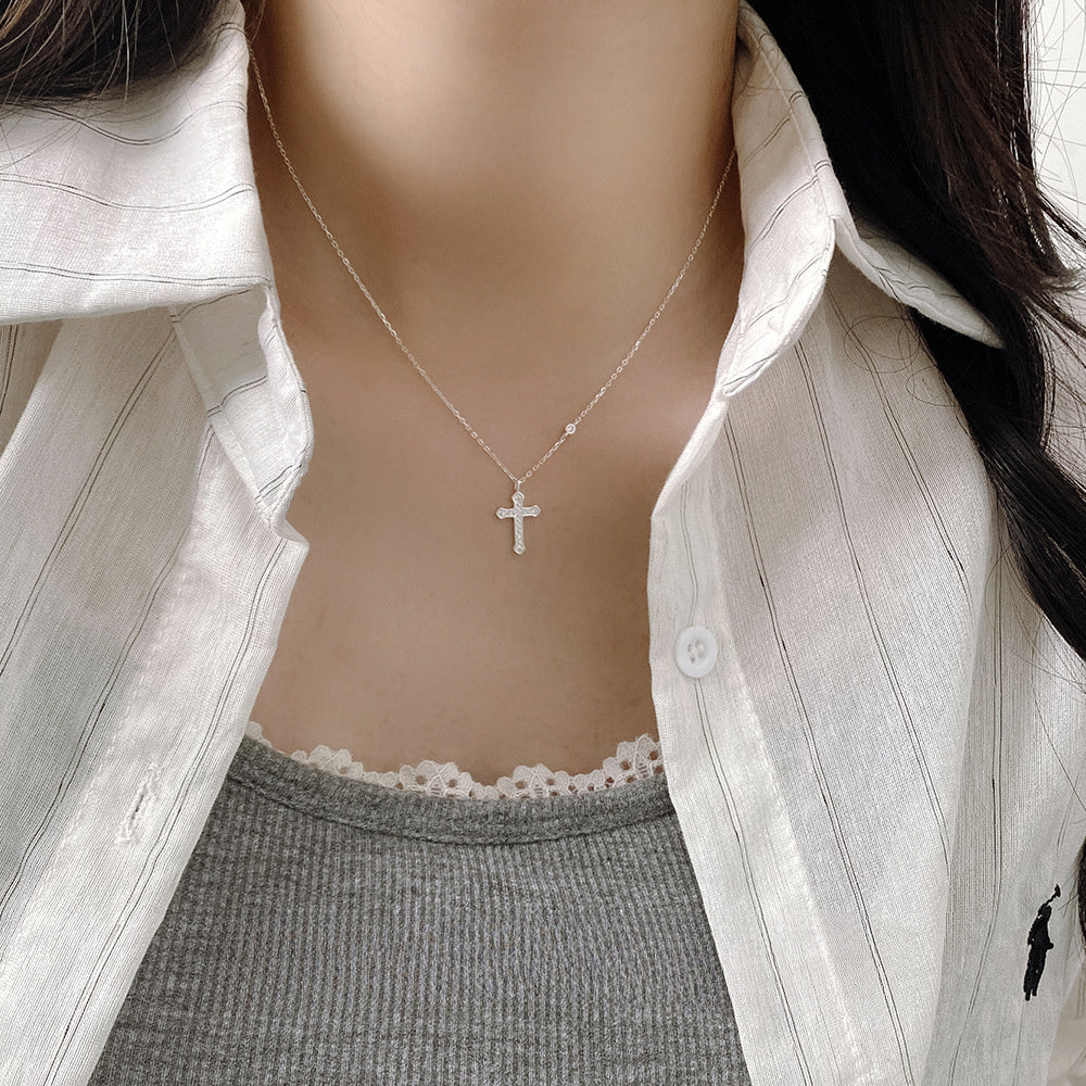 Religious Cross Cubic Zirconia 925 Sterling Silver Necklace