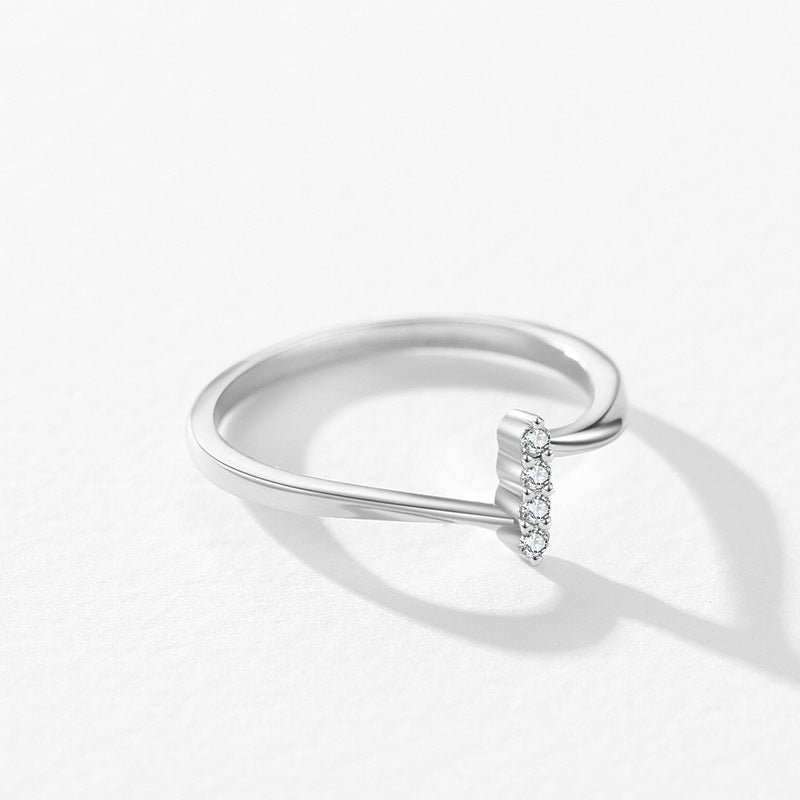 Simple Round CZ Lines Number 1 925 Sterling Silver Adjustable Ring
