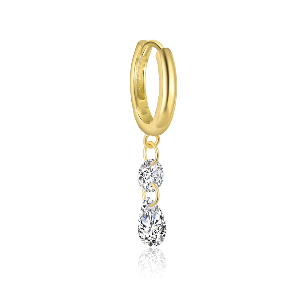 Fashion Irregular Asymmetric Twisted CZ Hoops 925 Sterling Silver Hoop Earrings