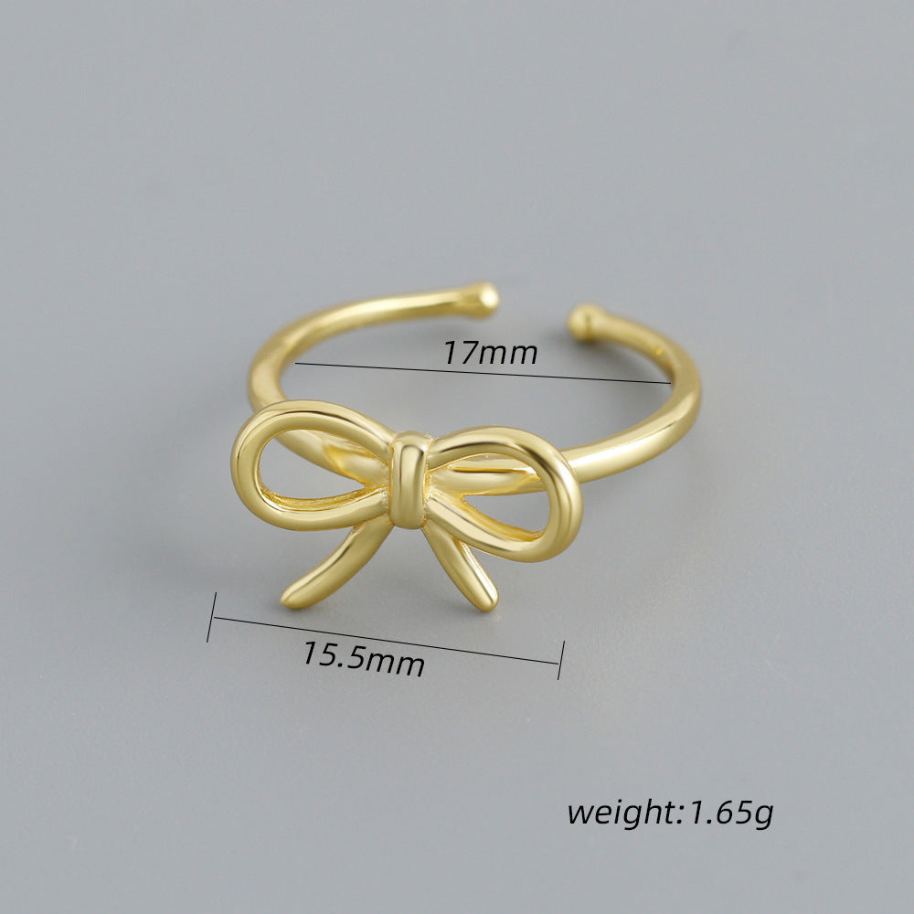 Adjustable Bow Knot Ring 925 Sterling Silver Ring