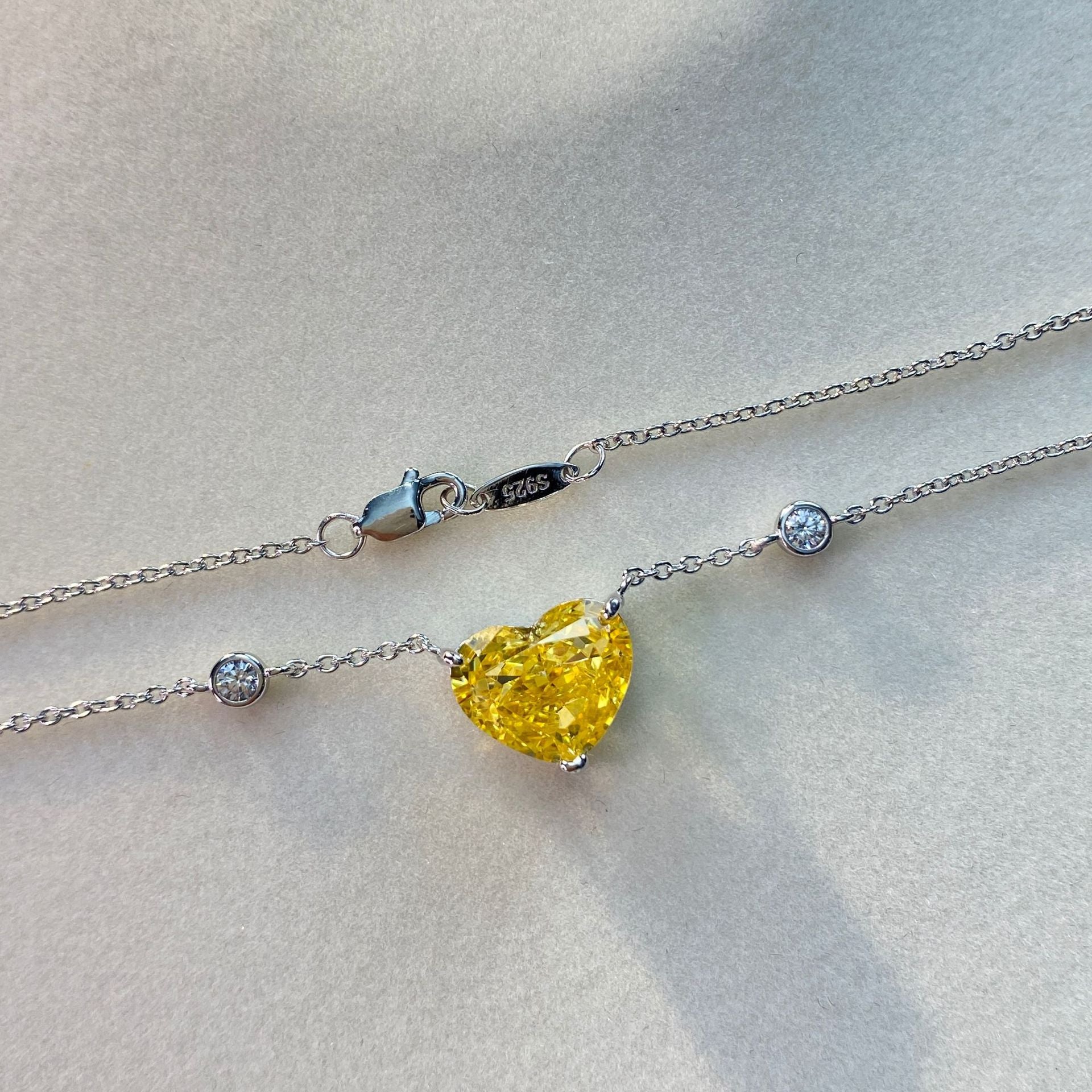 Heart Shaped High Carat Diamond Pendant on a 925 Sterling Silver Heart Necklace