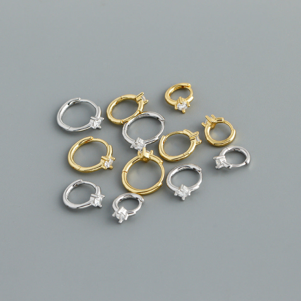 Geometric Circular Cubic Zirconia 925 Sterling Silver Earrings