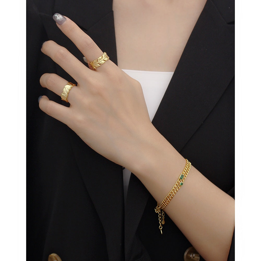 Minimalist Modern Fashion Jewelry Irregular Foil Texture S925 Sterling Silver Open Band Adjustable Ring Ring