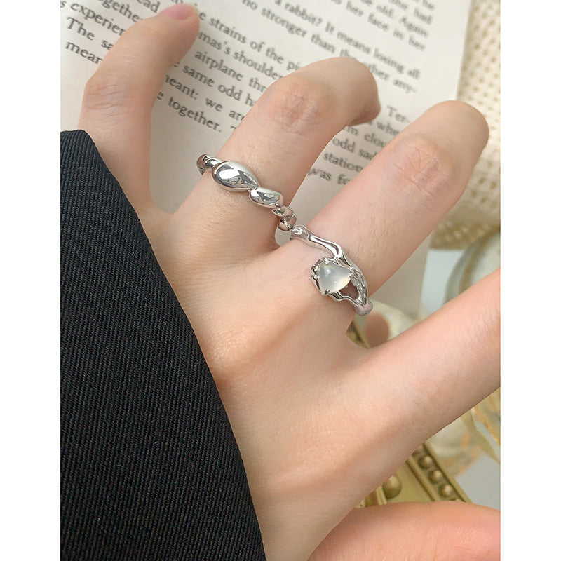 Twisted Rope Design Pure Silver Adjustable Ring S925 Sterling Silver Elegant Minimalist Geometric Style for Women Gift Party Office Daily Wear