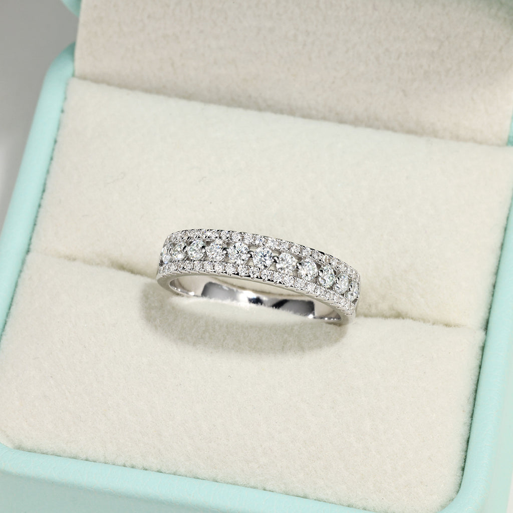 Mossanite Geometric Multi-Stone 925 Sterling Silver Ring