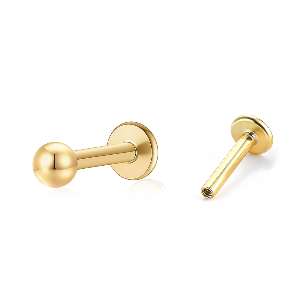 Minimalist Round Ball Flat Back Ear Stud 925 Sterling Silver Internal Thread Cartilage Piercing Earrings (Single)
