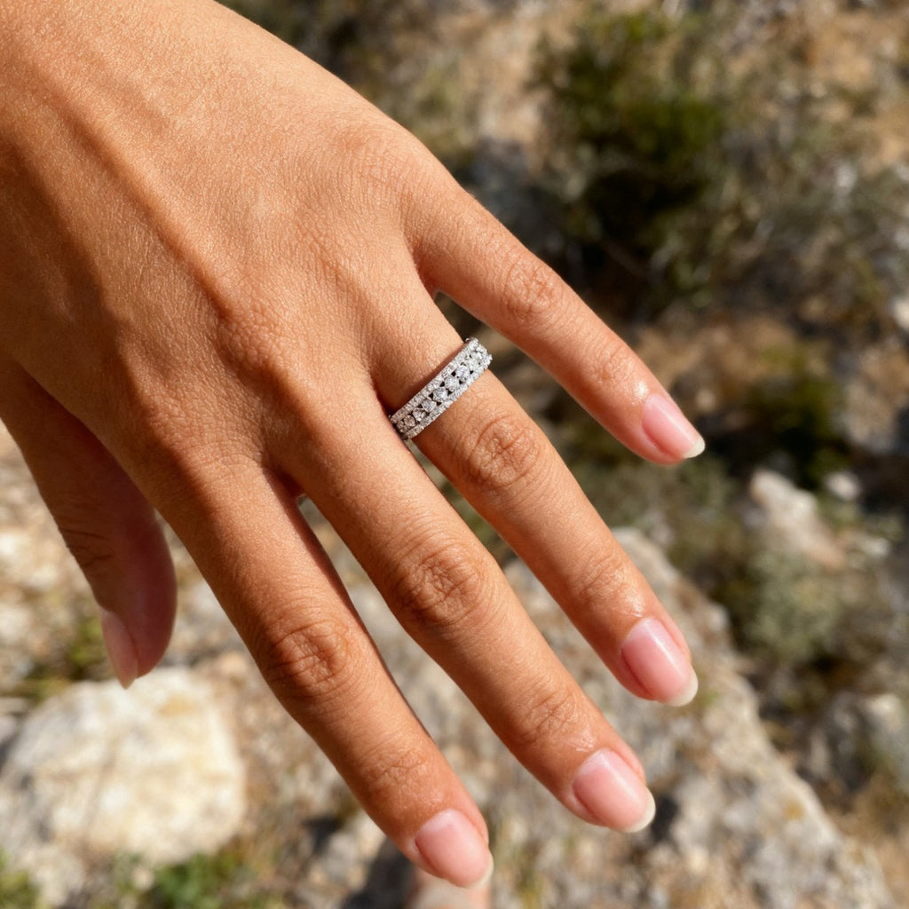 Mossanite Geometric Multi-Stone 925 Sterling Silver Ring