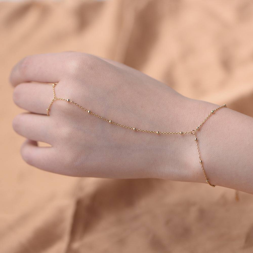 Fashion Shining Beads 925 Sterling Silver Chian Bracelet Ring Set