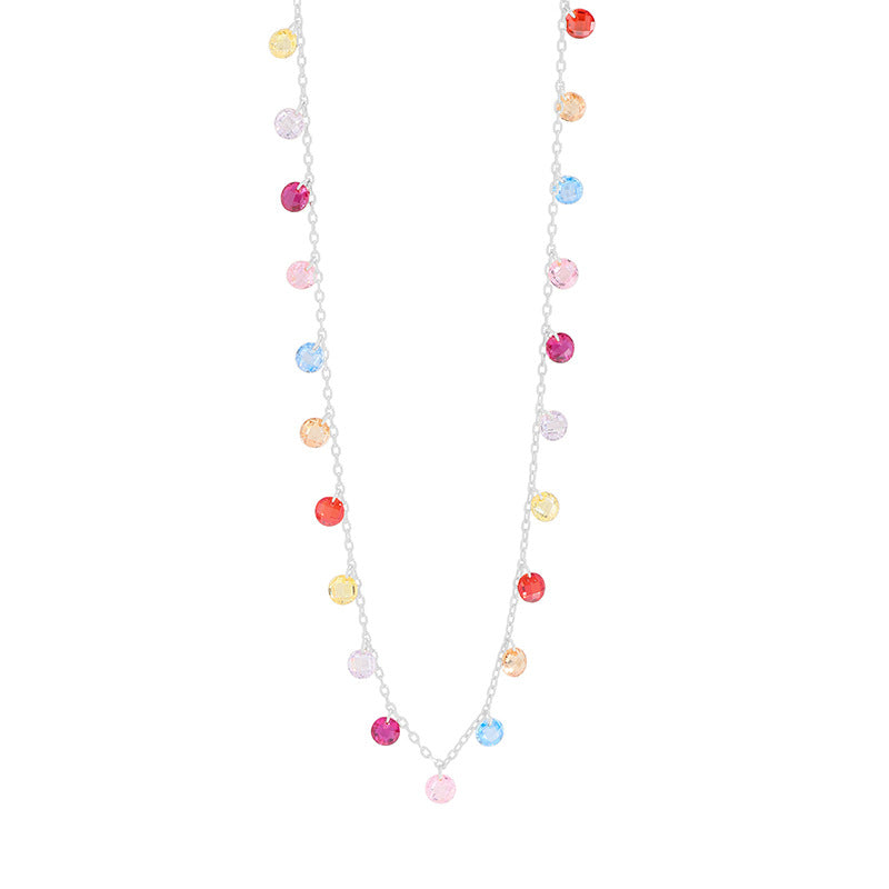 Beautiful Colorful Round CZ 925 Sterling Silver Necklace