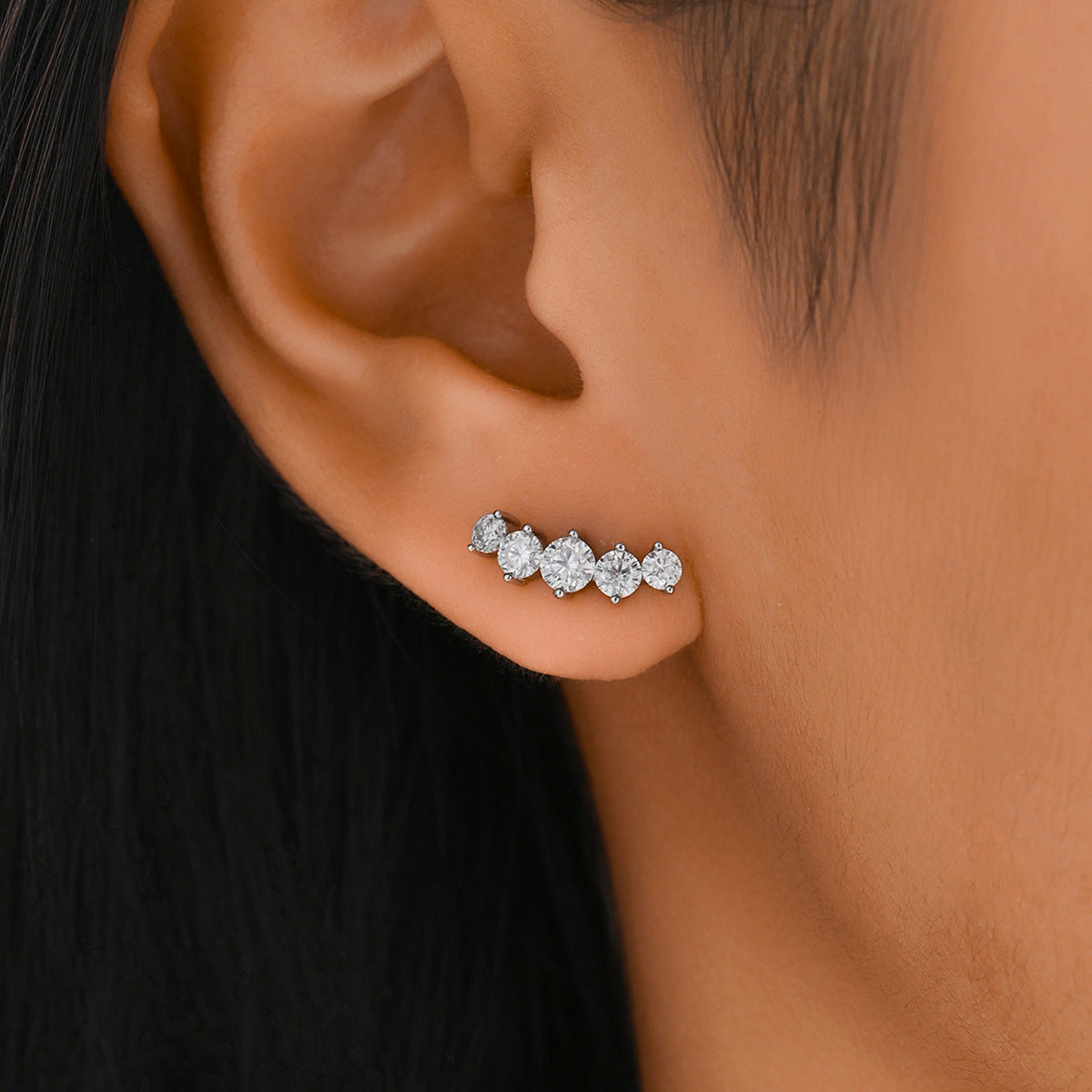 Five-Stone Set Affordable Luxury Versatile  925 Sterling Silver Earrings