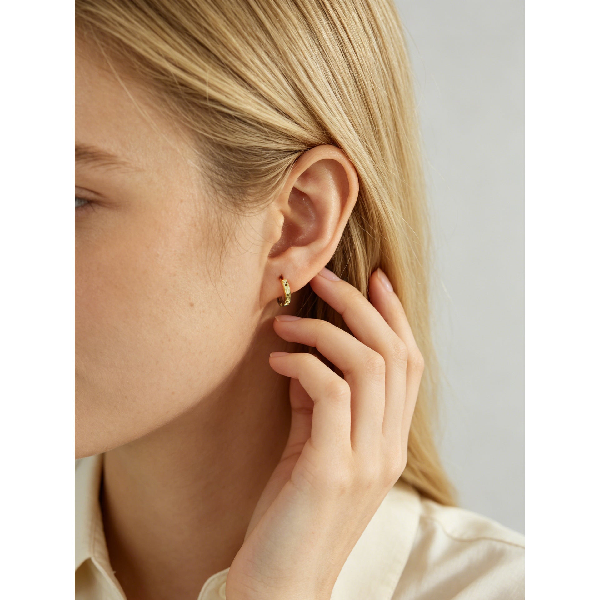 Geometric Polyhedral Hoop 925 Sterling Silver Earrings