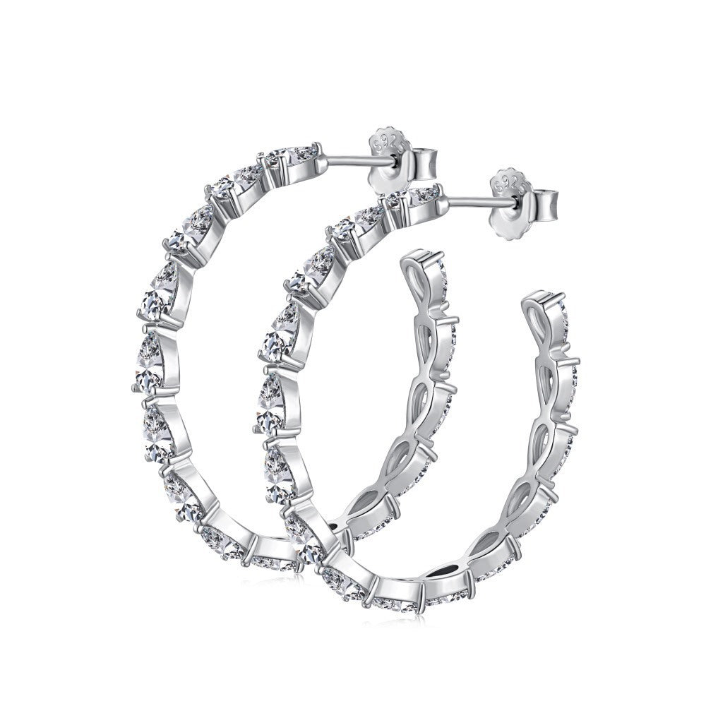 Holiday Waterdrop CZ 925 Sterling Silver Hoop Earrings
