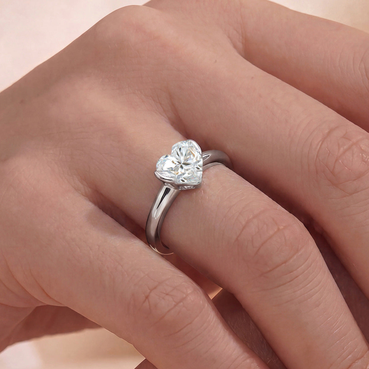 Heart Shape White Moissanite  925 Sterling Silver Ring
