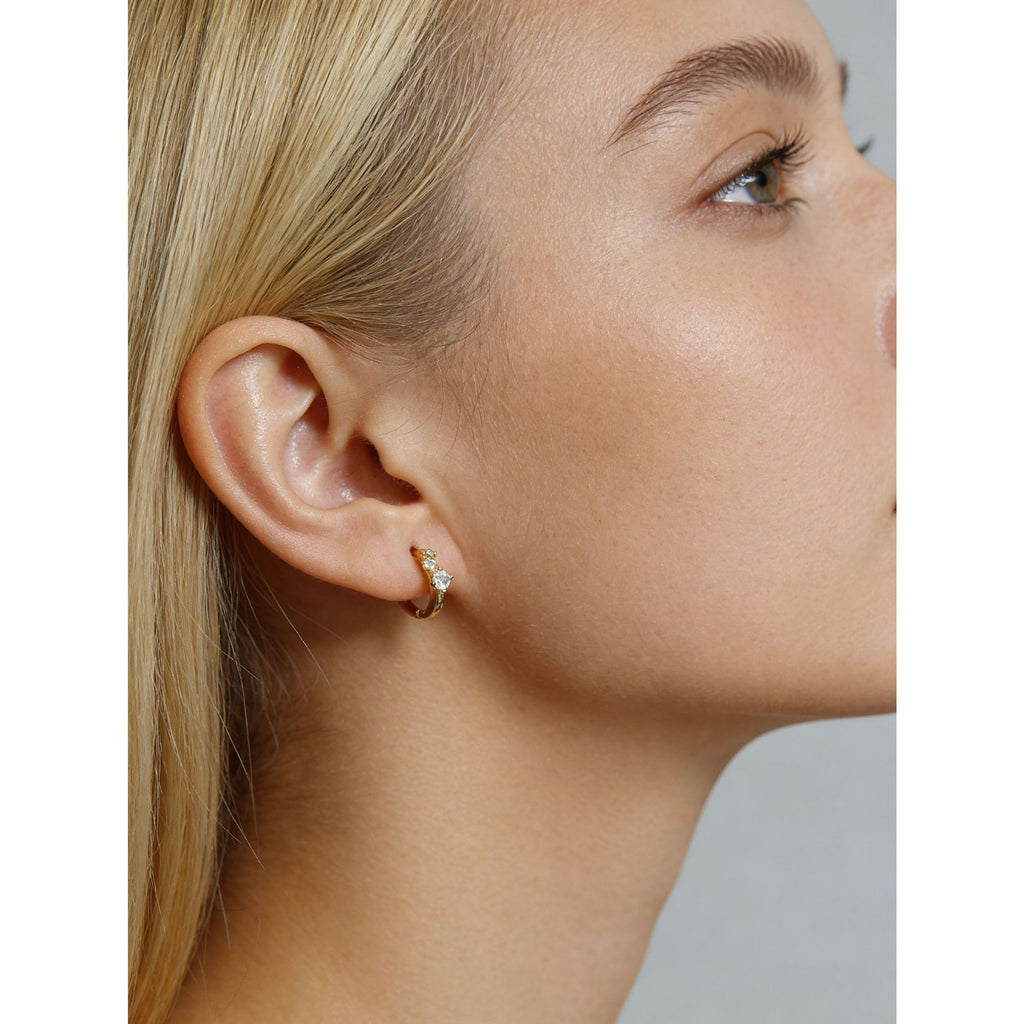 Geometric Round and Cube-Shaped Zirconia 925 Sterling Silver Earrings