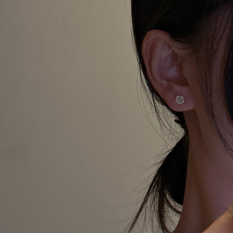 Mini Geometry Tube Football Rhombus Pentagon Conic 925 Sterling Silver Stud Earrings