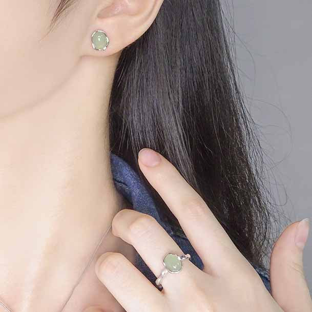 Fashion Green CZ Grape 925 Sterling Silver Stud Earrings