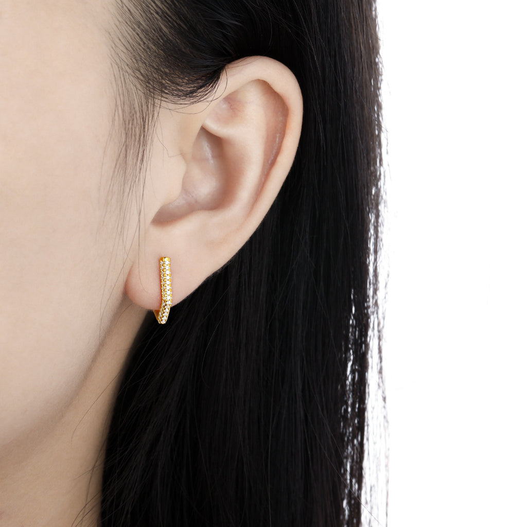 Office CZ Geometry Pentagon 925 Sterling Silver Hoop Earrings