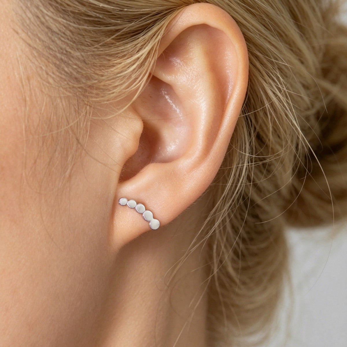 Minimalist Geometric Line and Dot Design 925 Sterling Silver Earrings