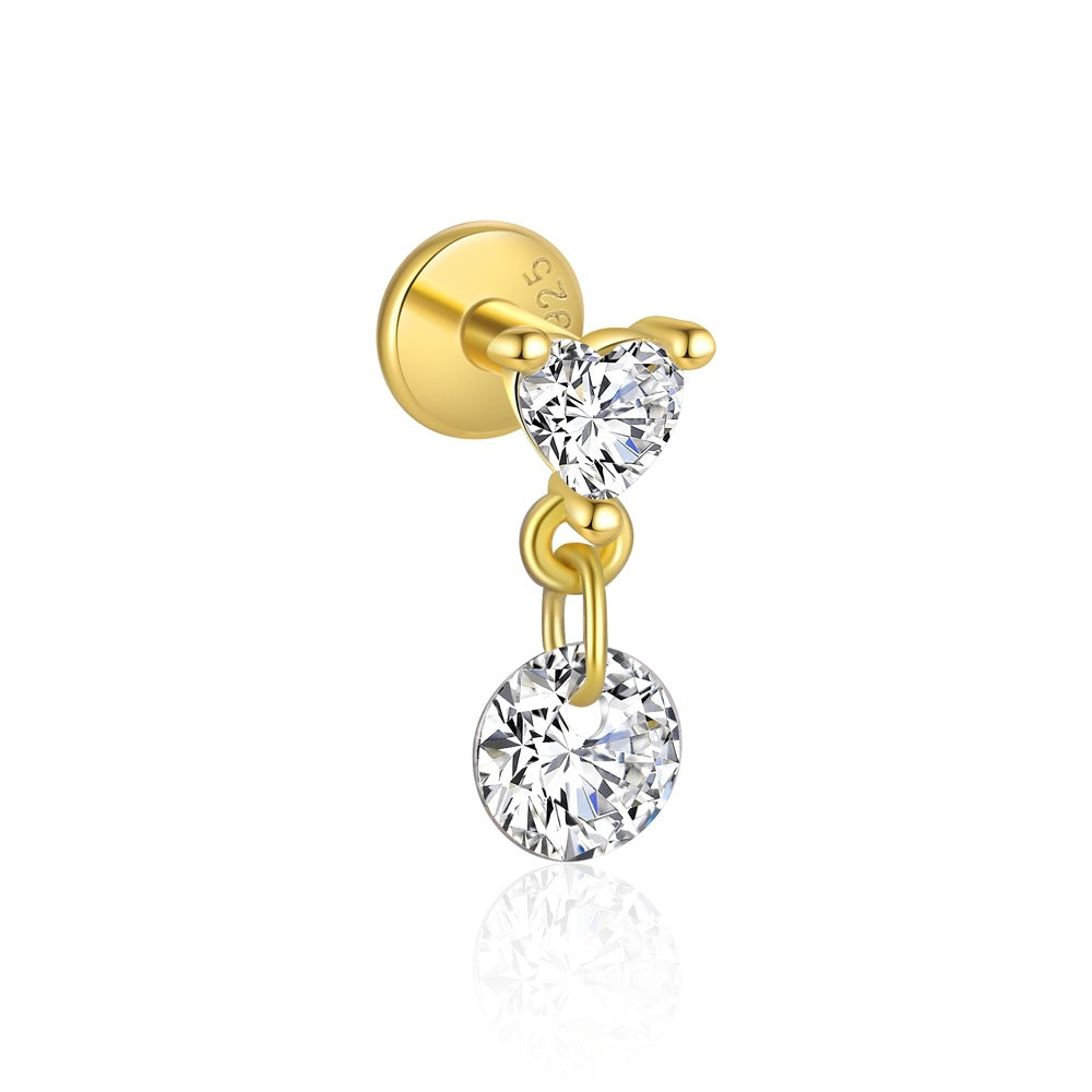 Fashion Golden CZ Geometry 925 Sterling Silver Dangling Earrings Necklace Bracelet