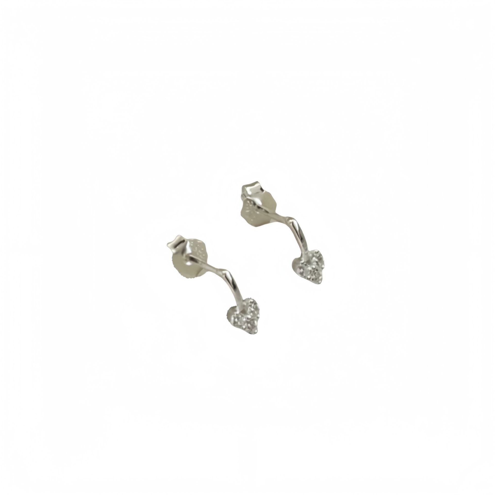 Honey Moon Mini CZ Hearts 925 Sterling Silver Stud Earrings