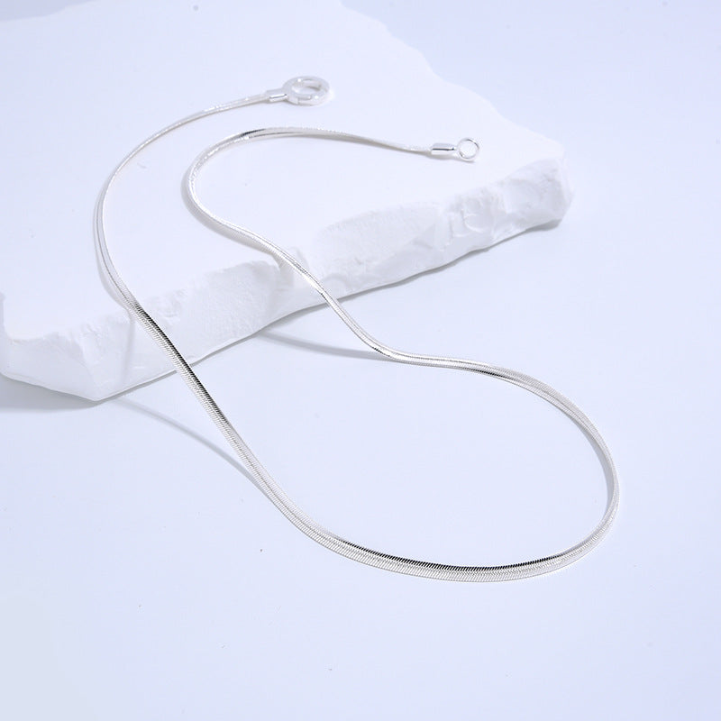 S925 Gold Plated O-shaped Thin Flat Snake Bone Necklace