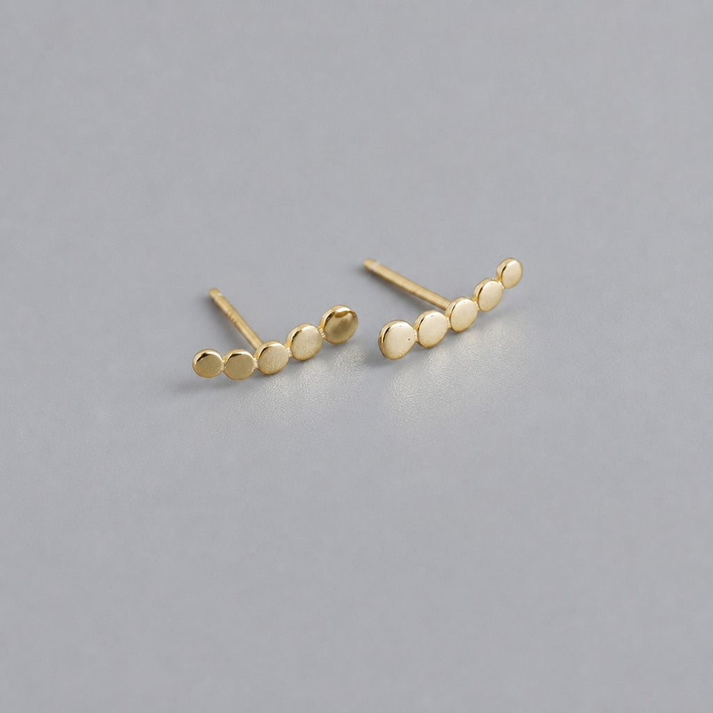 Minimalist Geometric Line and Dot Design 925 Sterling Silver Earrings
