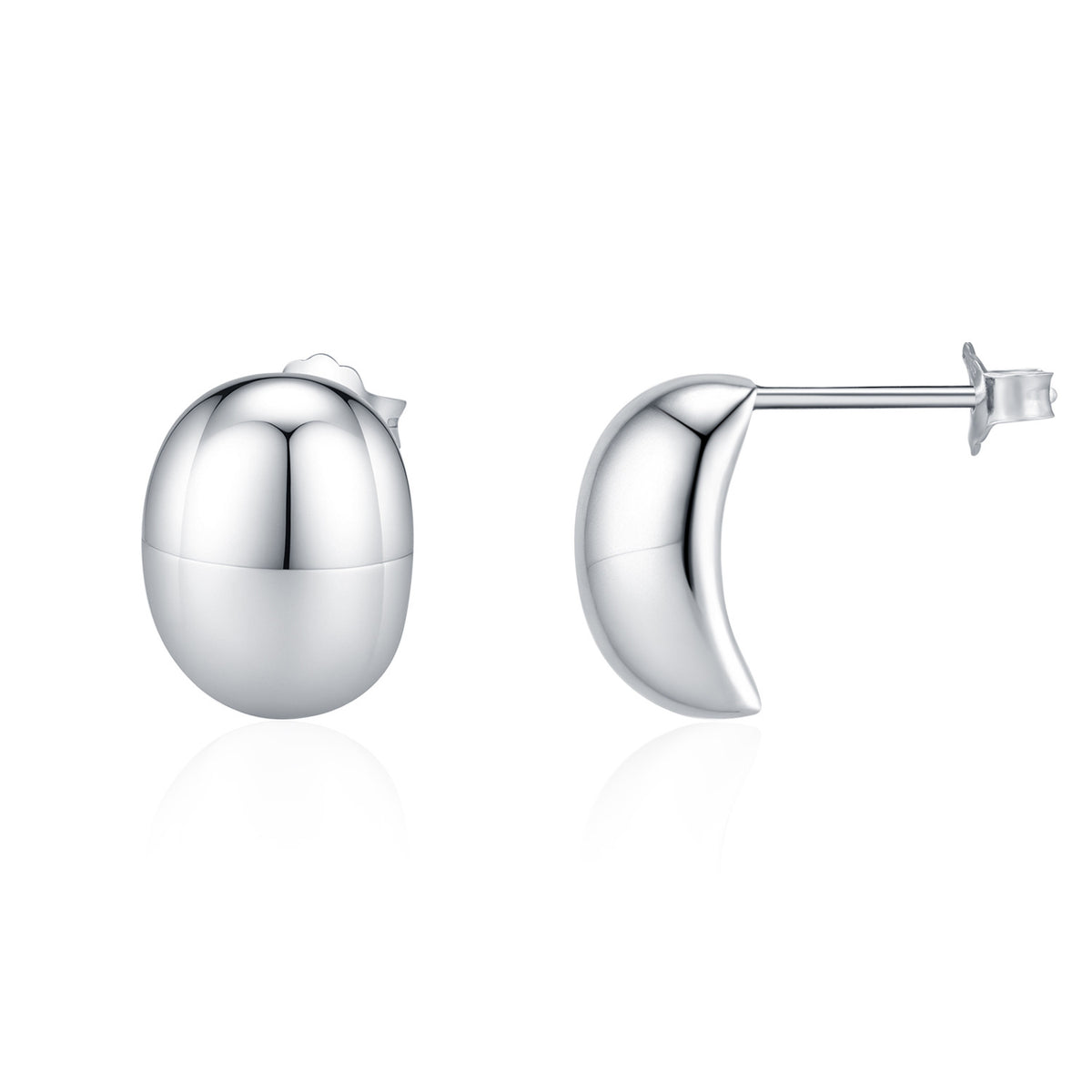 Elegant Geometric Oval Design Polished 925 Sterling Silver Minimalist Stud Earrings for Women Fashion Jewelry 2025 New Simple Style