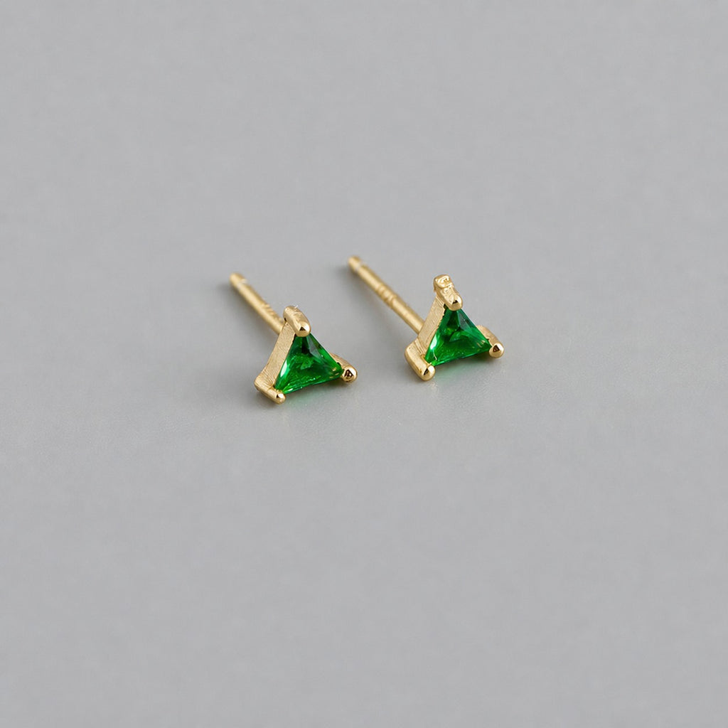 Fashion Jewelry Mini Geometric Triangle Zirconia 925 Sterling Silver Stud Earrings