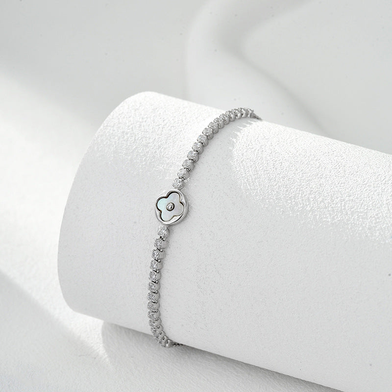 Lucky Clover Design Cubic Zirconia Adjustable Bracelet S925 Sterling Silver 2025 New Elegant Fashion Jewelry for Women Anniversary Gift